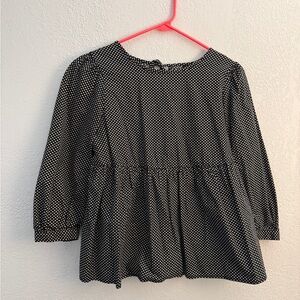 Who What Wear Black and White Polka Dot Top